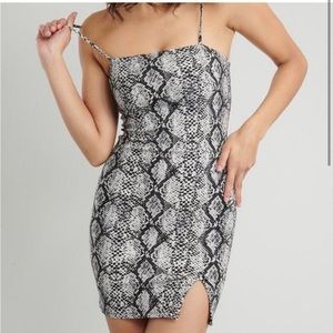 Snakeskin body con dress